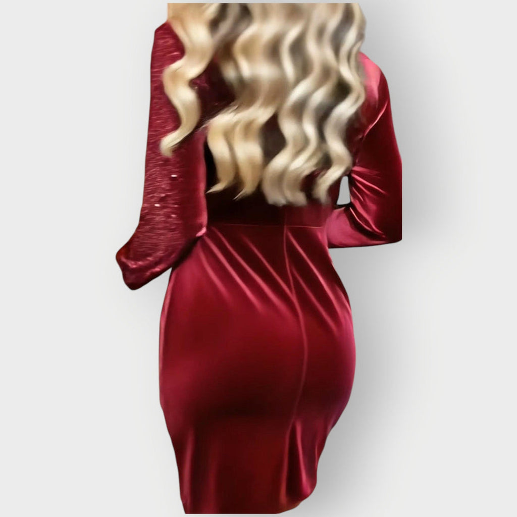 Covernorth Women’s Sequin and Velvet Ruched Mini Dress