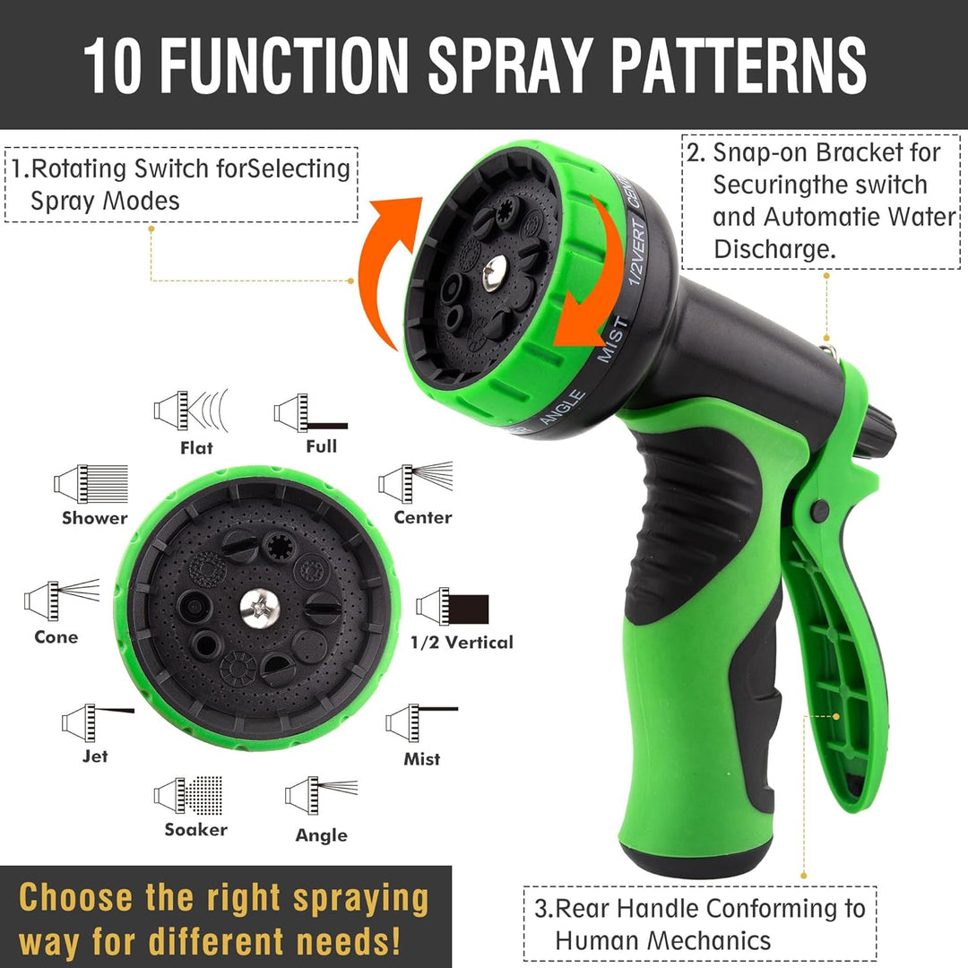 Expandable Garden Hose with Multi-Function Spray Nozzle Set