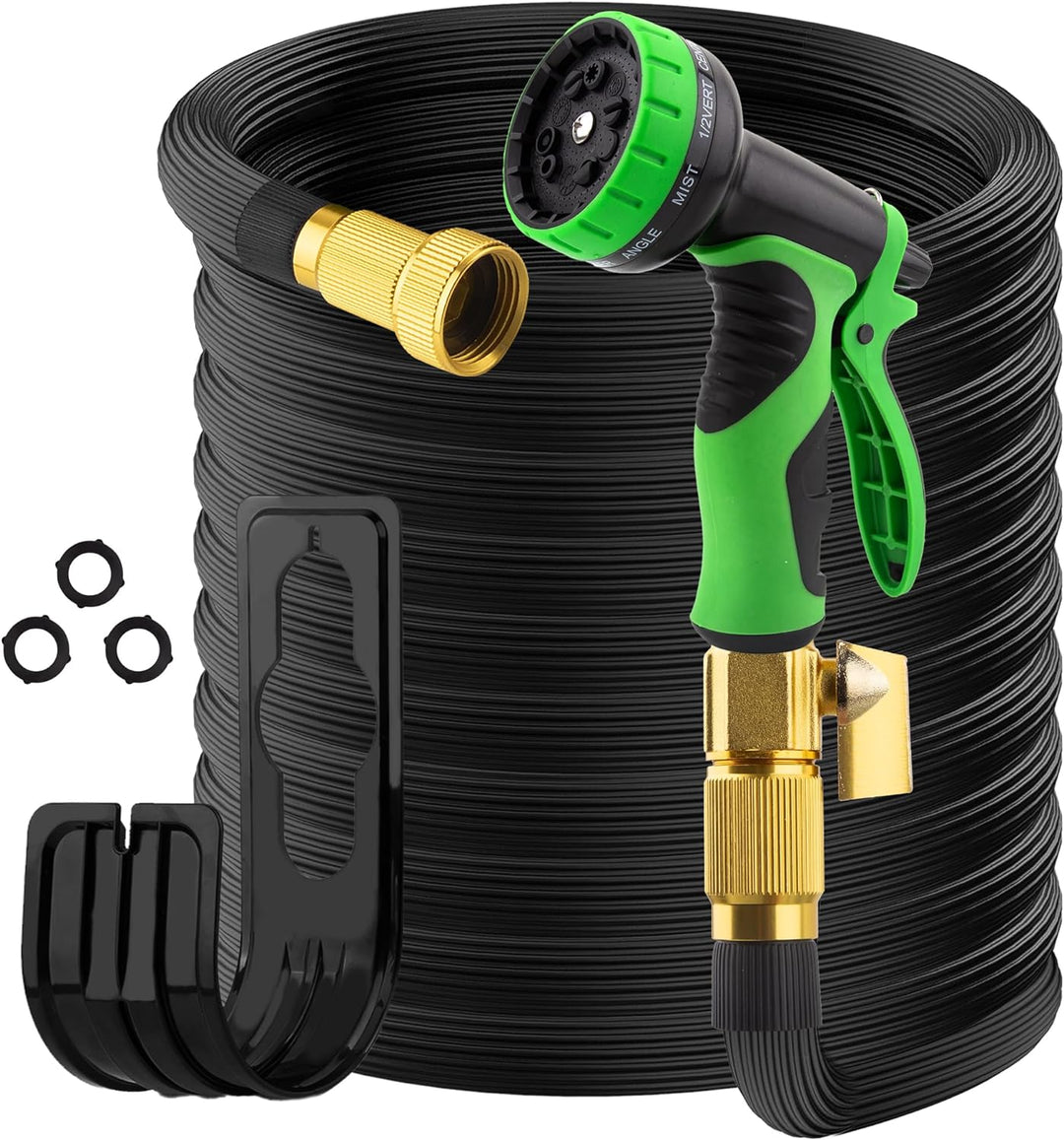 Expandable Garden Hose with Multi-Function Spray Nozzle Set