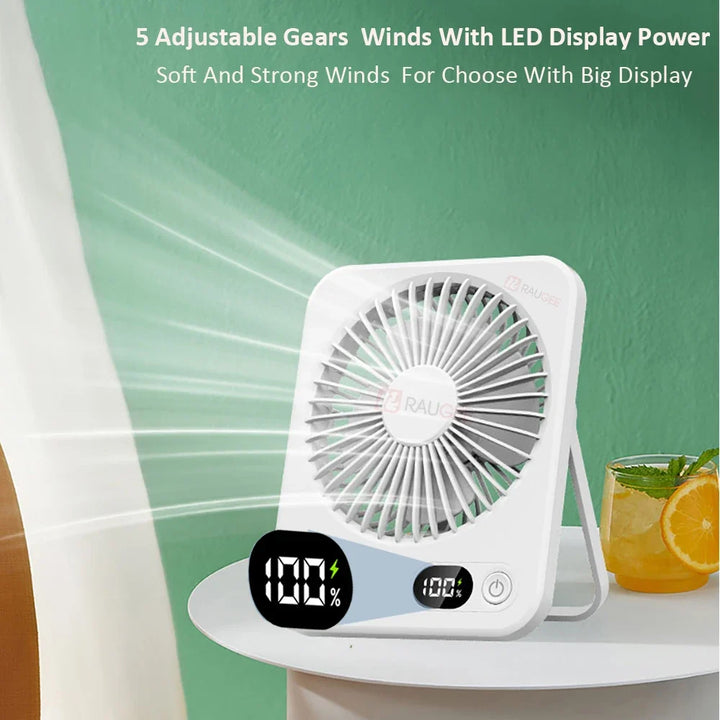 3 in 1 Portable Fan | 5 Speeds, LED Display | Bedroom & Desk
