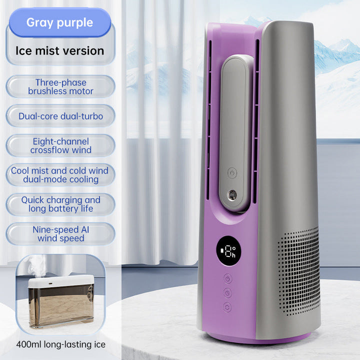 Ice Mist Portable Tower Fan │ Cooling, Bladeless, Quiet │ Bedroom & Office