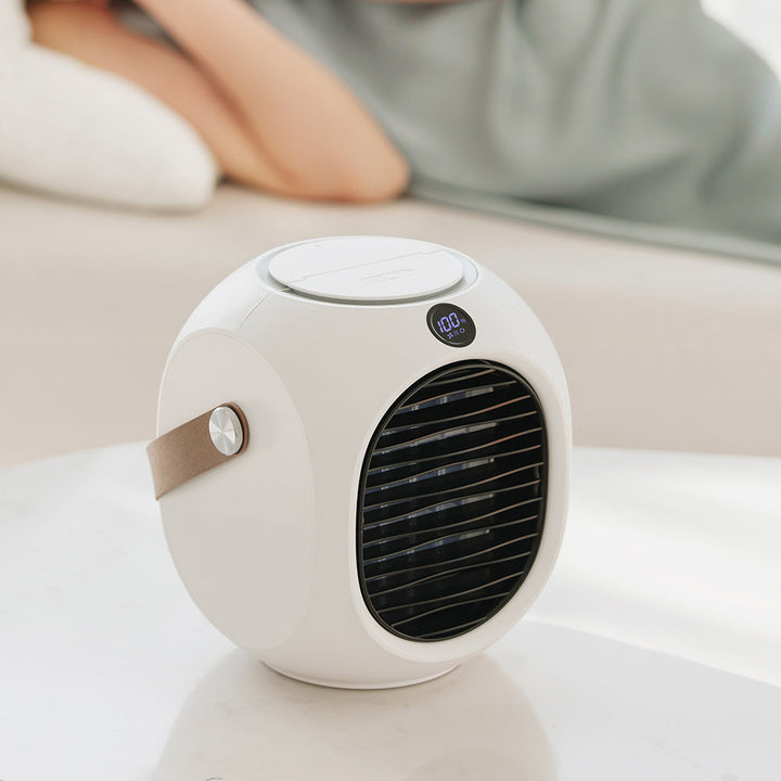 Portable Mini Air Cooler Fan | Water-Cooled Mist & Oscillating | Desktop & Bedside | White