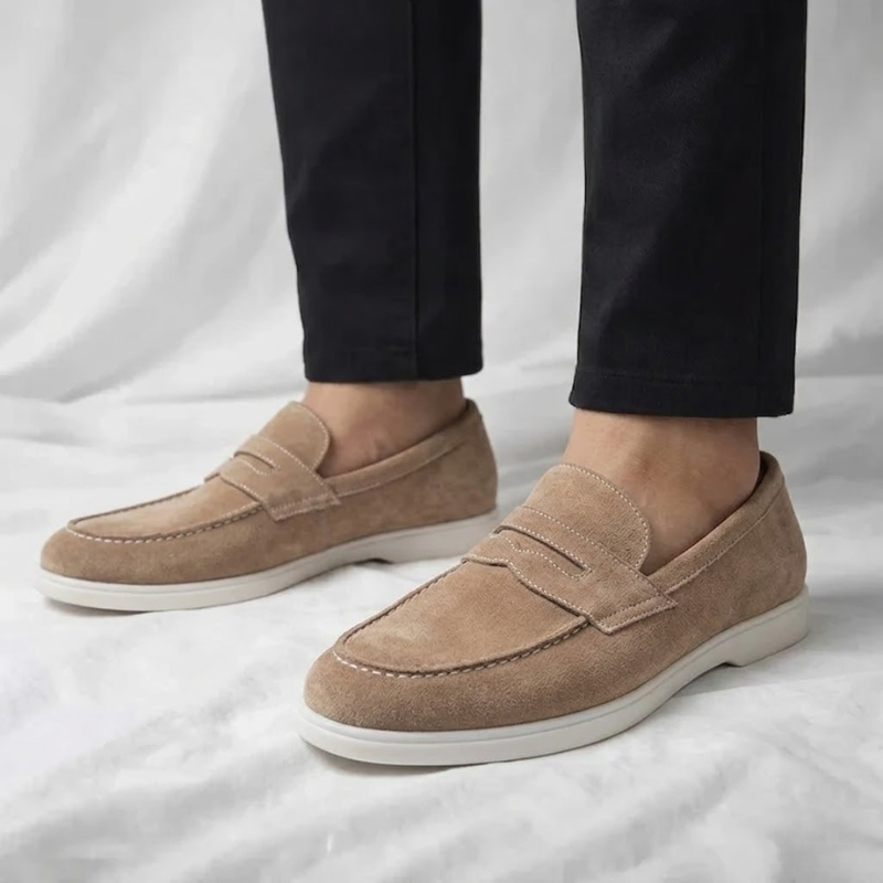 Men Suede Penny Loafers Casual Slip On Shoes