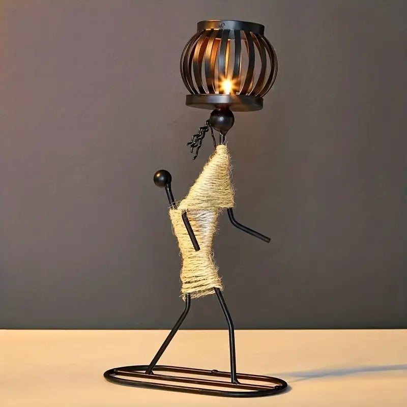Metal Figure Candle Holder | Warm Glow Ambient Decor | Living Room