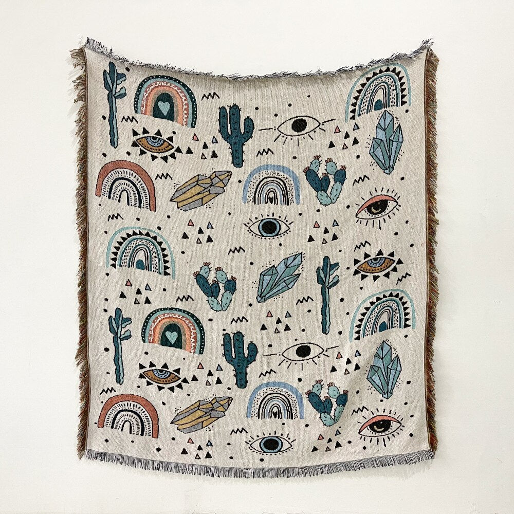 Evil Eye Beach Blanket | Cotton Fashion Towel & Camping Mat | Outdoor & Home