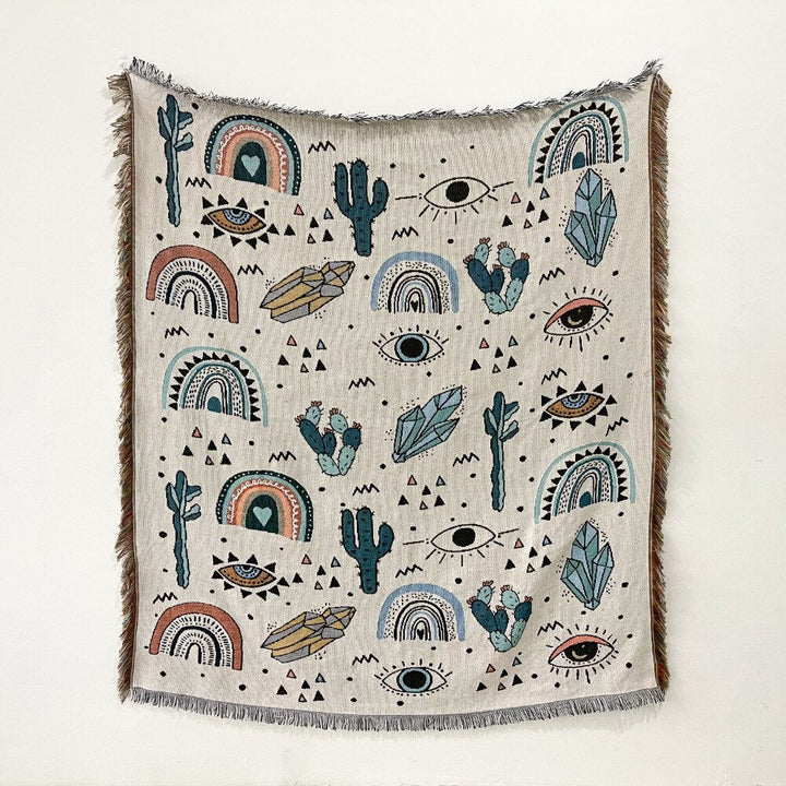 Evil Eye Beach Blanket | Cotton Fashion Towel & Camping Mat | Outdoor & Home