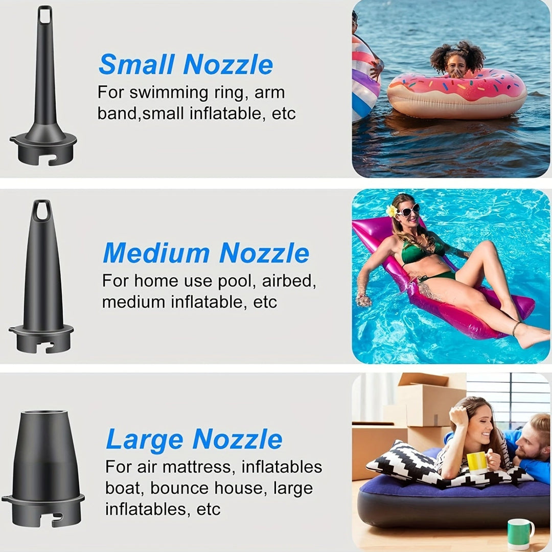 Portable Air Pump | Cordless USB Rechargeable | Camping & Pool | Black