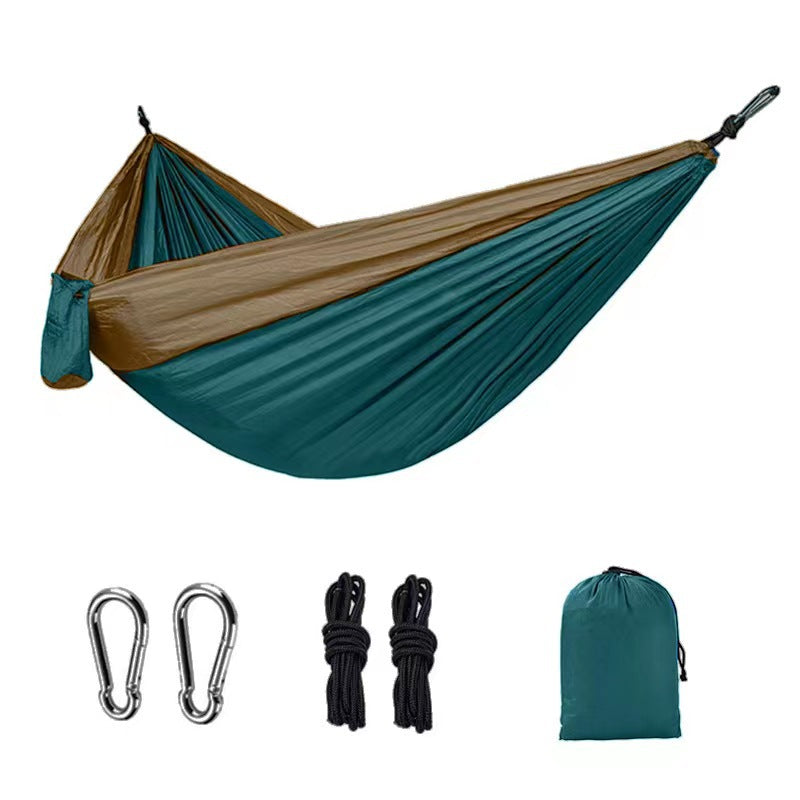 Color-Blocked Nylon Camping Hammock | 300kg Capacity & Straps | Outdoor & Yard