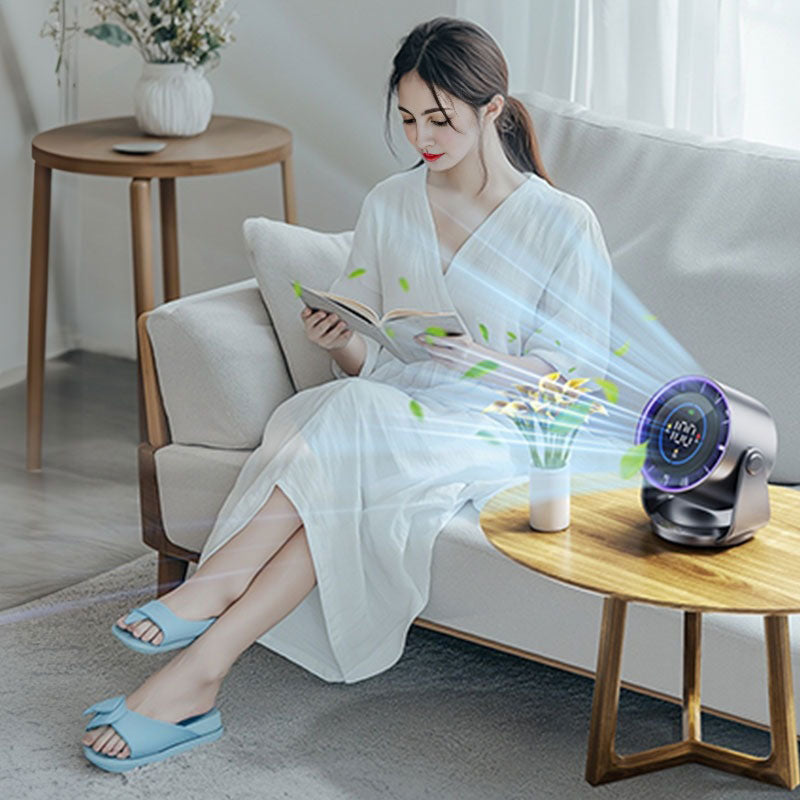 Rechargeable Portable Fan | Quiet, Bladeless Air, Smart Display | Bed, Desk