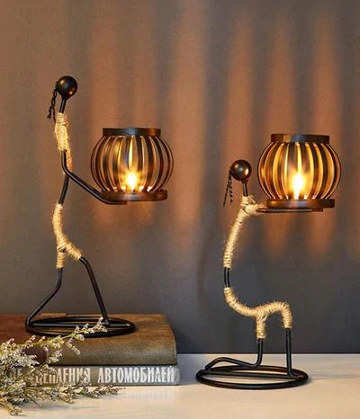 Metal Figure Candle Holder | Warm Glow Ambient Decor | Living Room