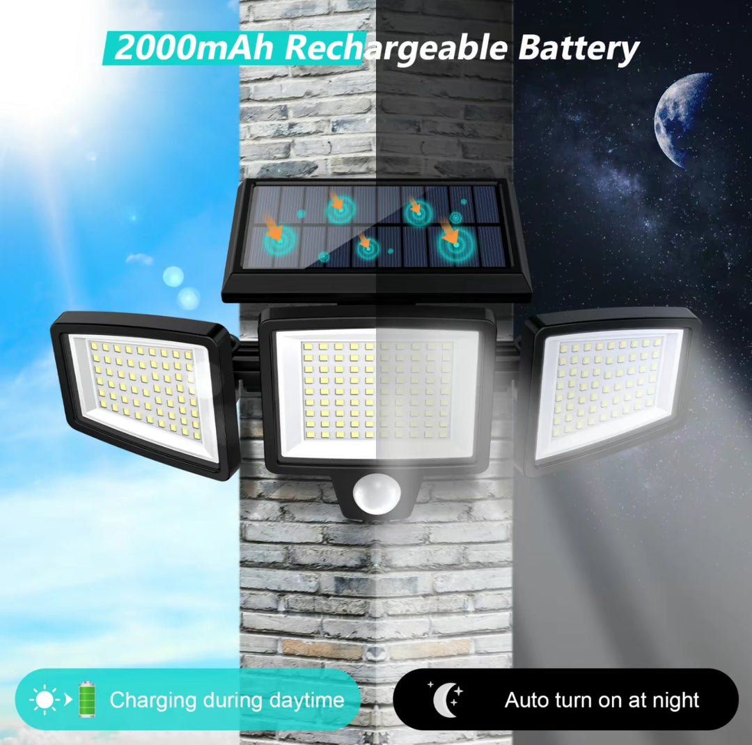 Solar LED Motion Sensor Flood Light Ultra-Bright Outdoor Security Lamp