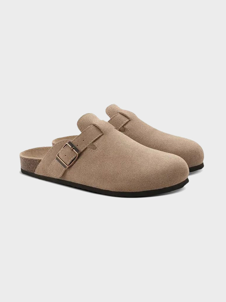 Men Suede Buckle Clog Slip On Shoes