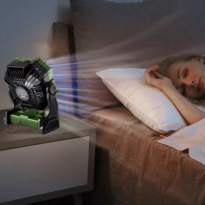 Portable Camping Fan │ Misting, LED & USB Port │ Tent & Outdoor