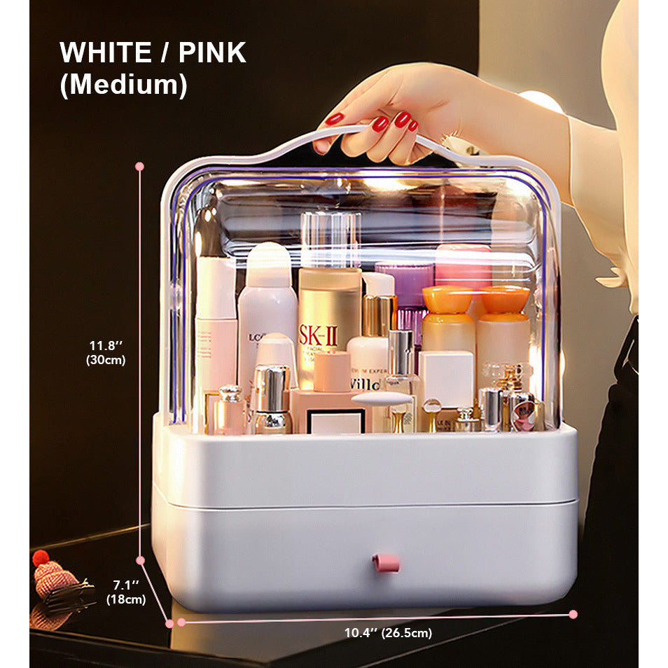Makeup Storage Box │ Clear Dustproof Cover │ Vanity Desk