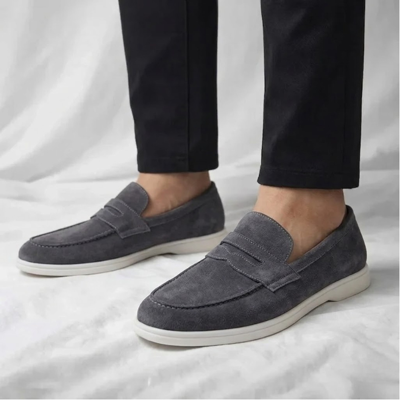 Men Suede Penny Loafers Casual Slip On Shoes