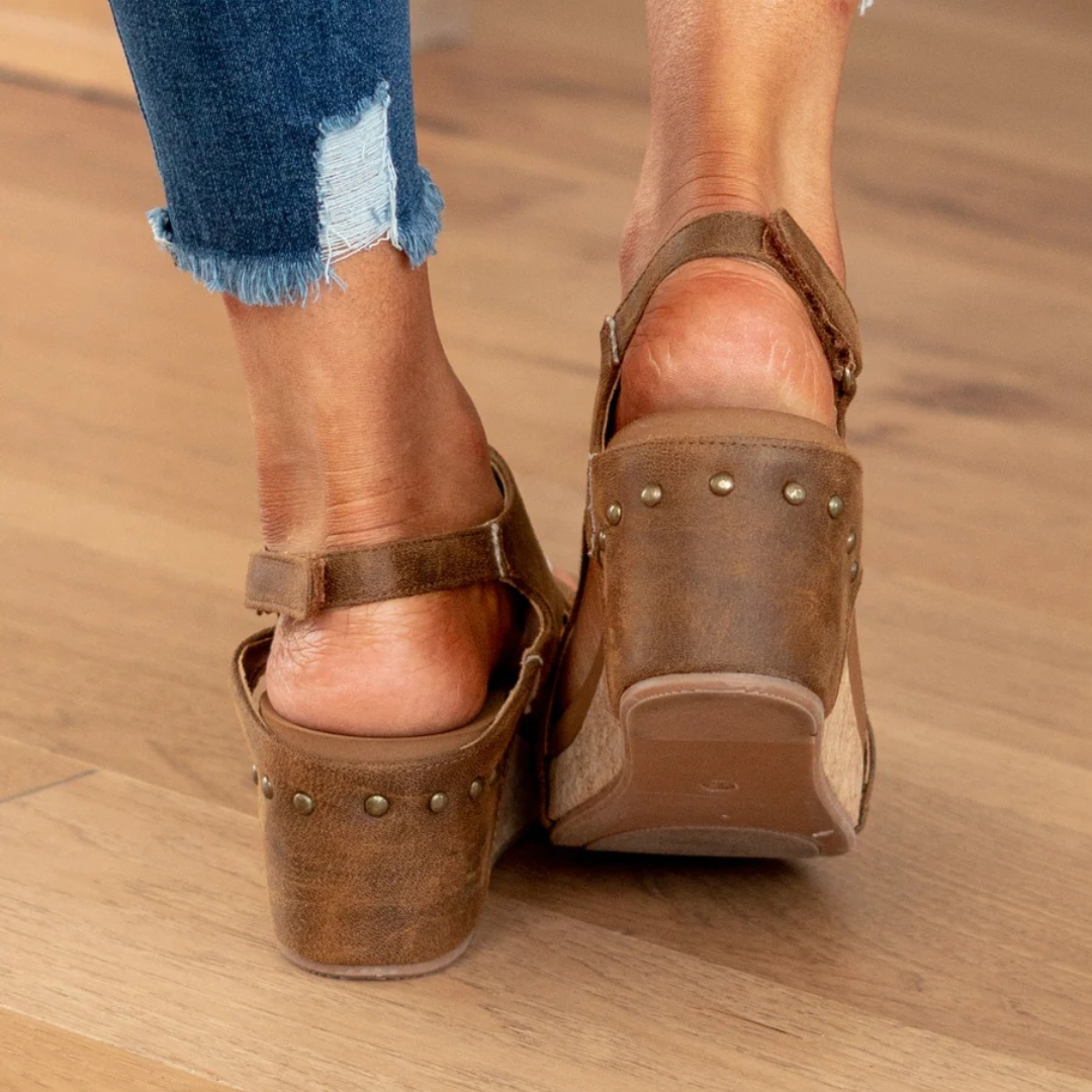 Women's Cork Wedge Platform Slingback Sandals