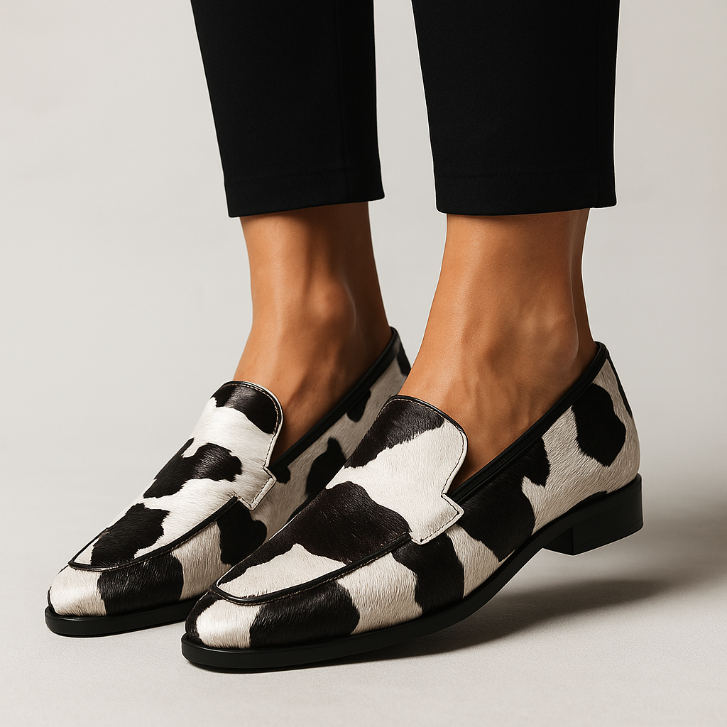Women's Cow-Print Pointed-Toe Loafers