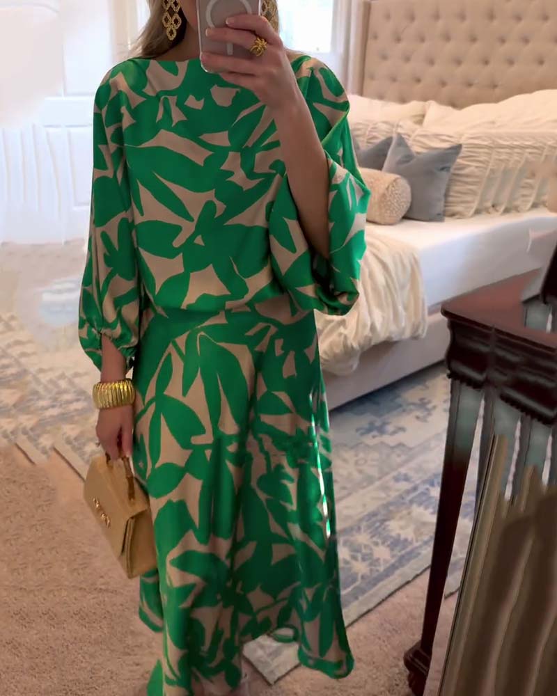 Covernorth Women’s Leaf Print Midi Dress