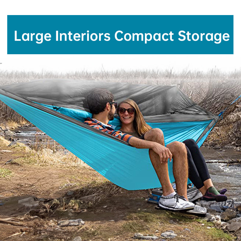 Color-Blocked Nylon Camping Hammock | 300kg Capacity & Straps | Outdoor & Yard