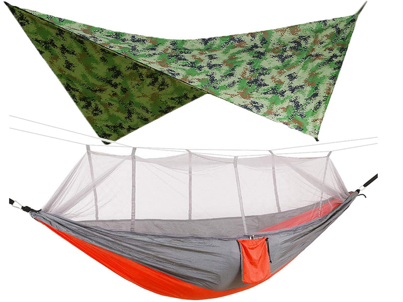 Outdoor Double Camping Hammock | 210T Taffeta & Bug Net | Hiking & Backyard
