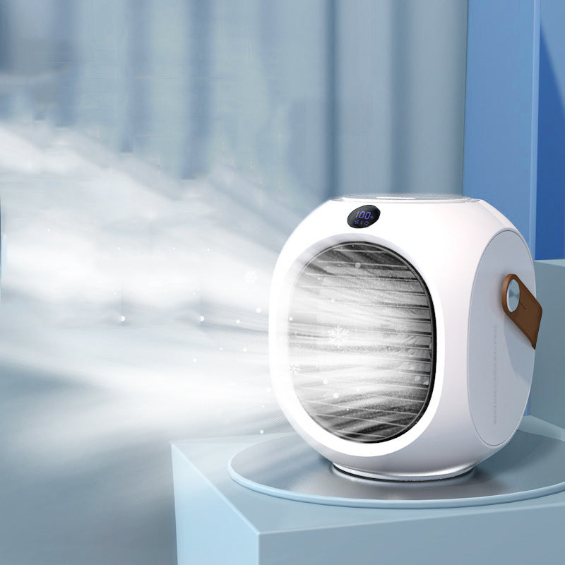 Portable Mini Air Cooler Fan | Water-Cooled Mist & Oscillating | Desktop & Bedside | White