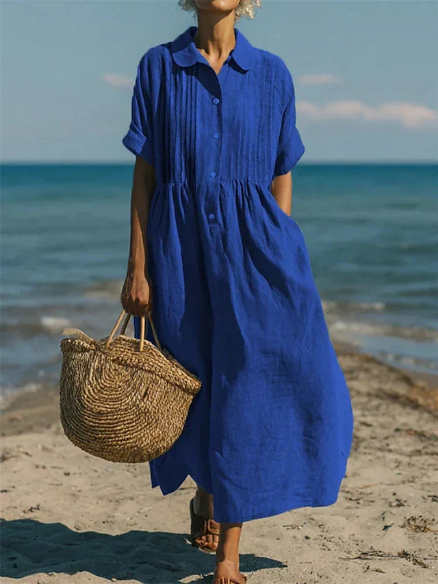 Women's Collared Button-Down Maxi Dress