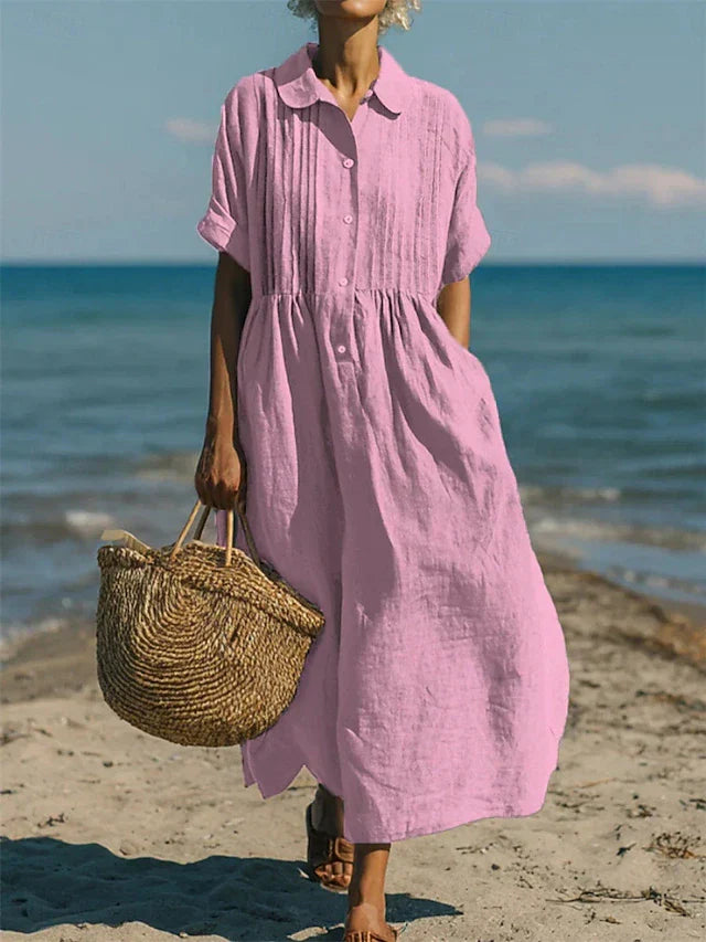 Women's Collared Button-Down Maxi Dress