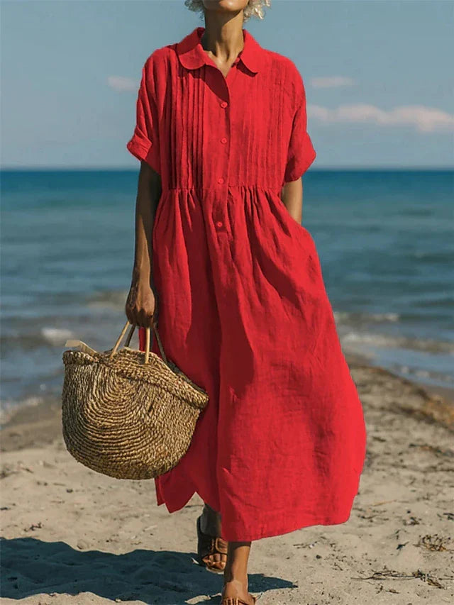 Women's Collared Button-Down Maxi Dress