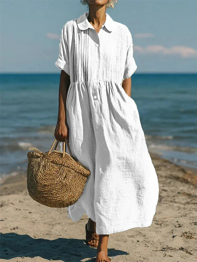 Women's Collared Button-Down Maxi Dress