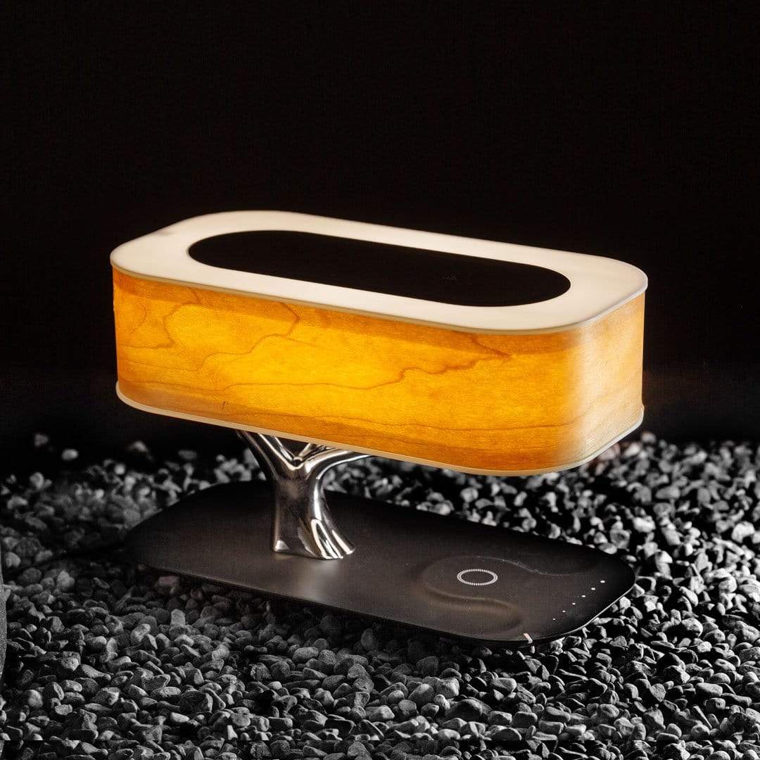 Elegant Wood Grain Tree of Light Bedside Wireless Charging Lamp