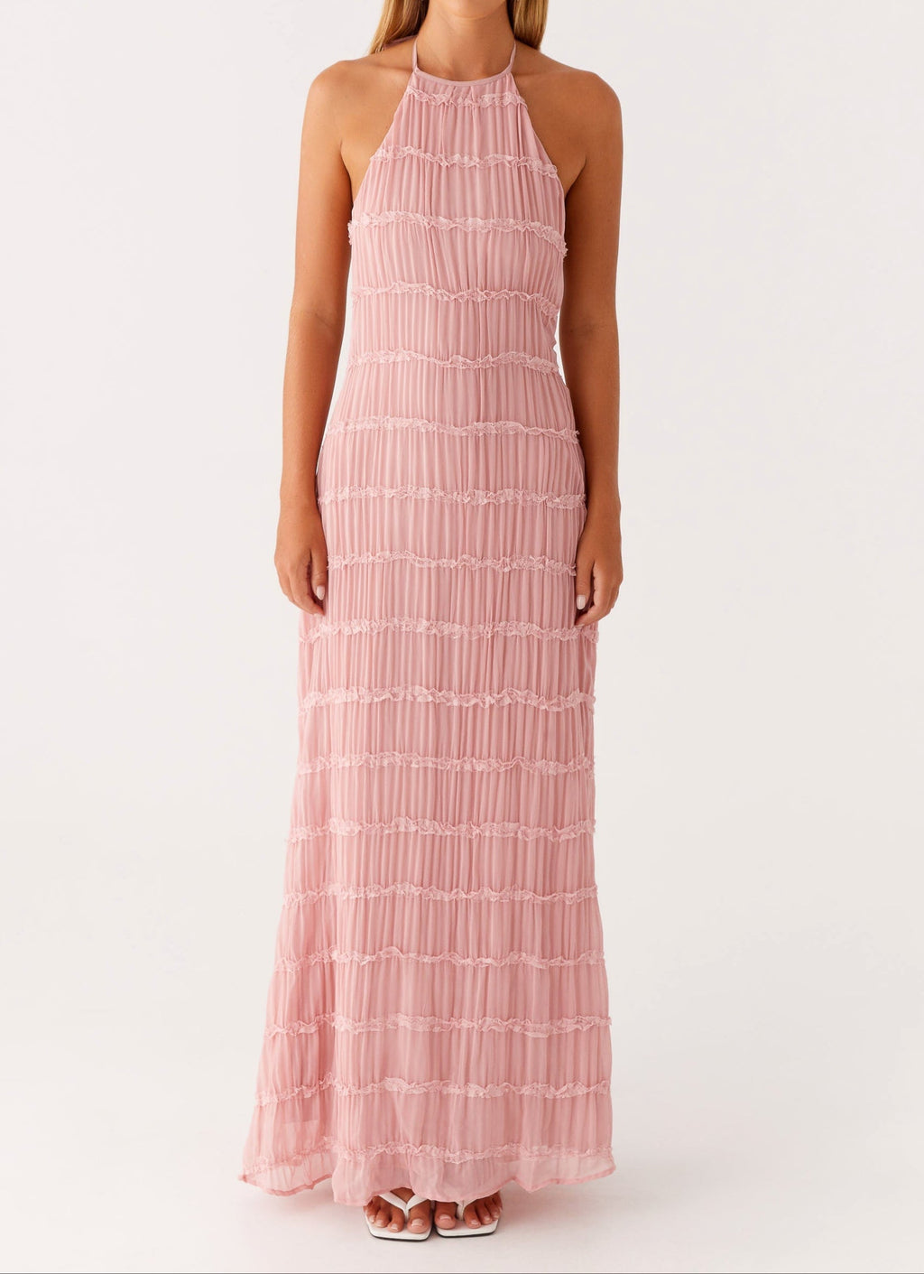Women's Halter Ruched Maxi Dress