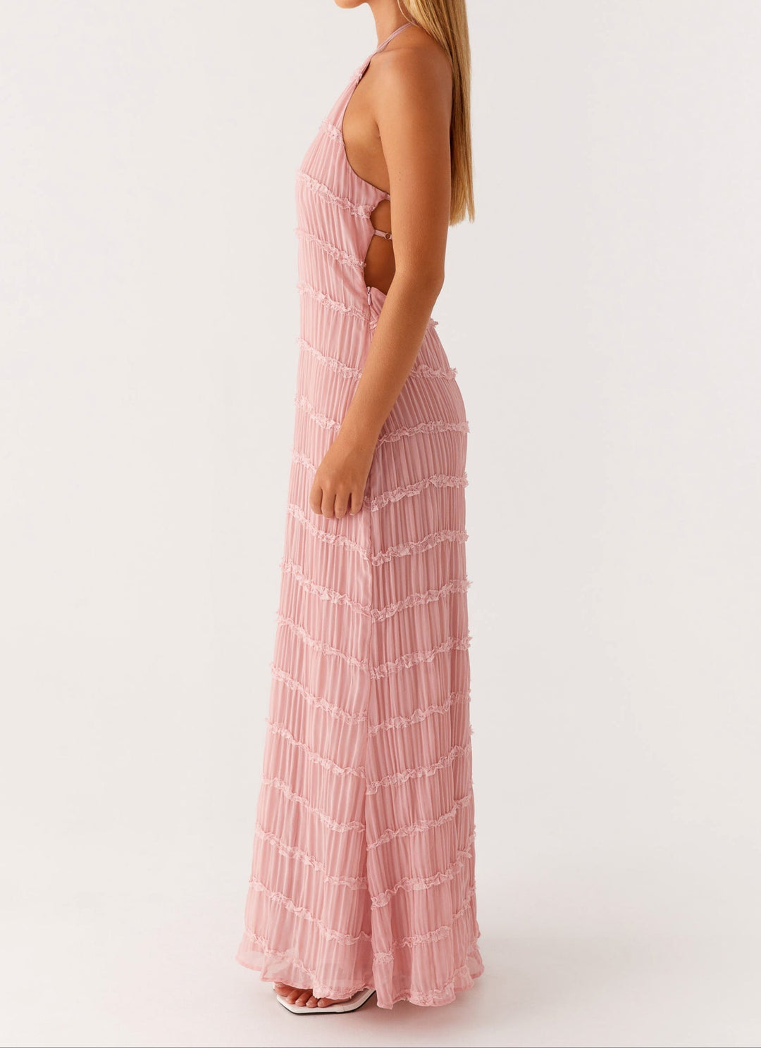Women's Halter Ruched Maxi Dress