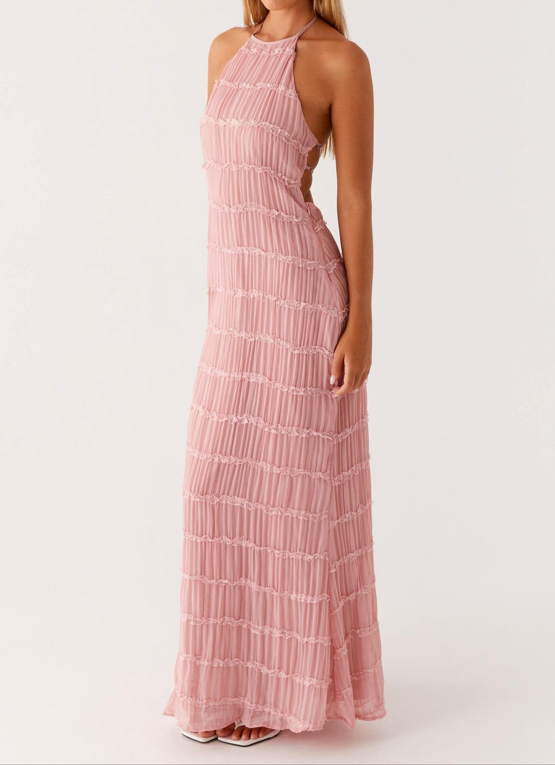 Women's Halter Ruched Maxi Dress