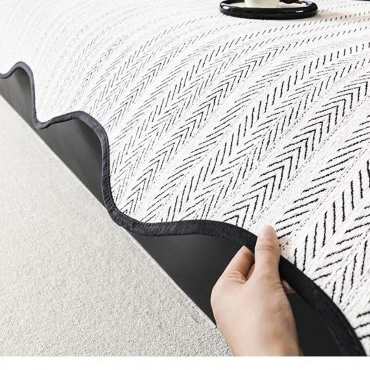 Minimalist Scalloped Sofa Cover Textured Non-Slip Couch Slipcover