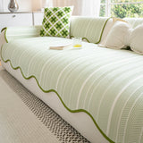 Minimalist Scalloped Sofa Cover Textured Non-Slip Couch Slipcover