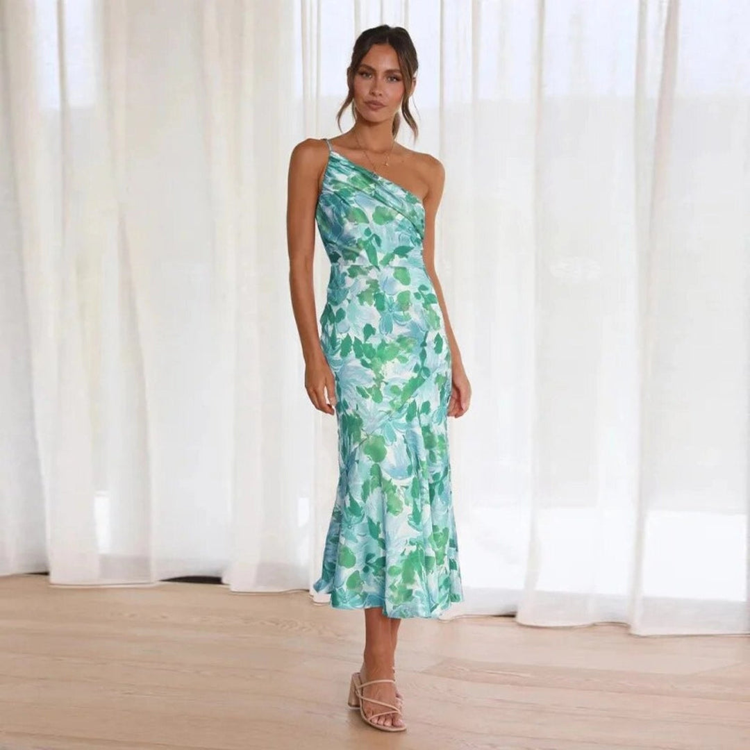 Covernorth Women's One-Shoulder Floral Midi Dress
