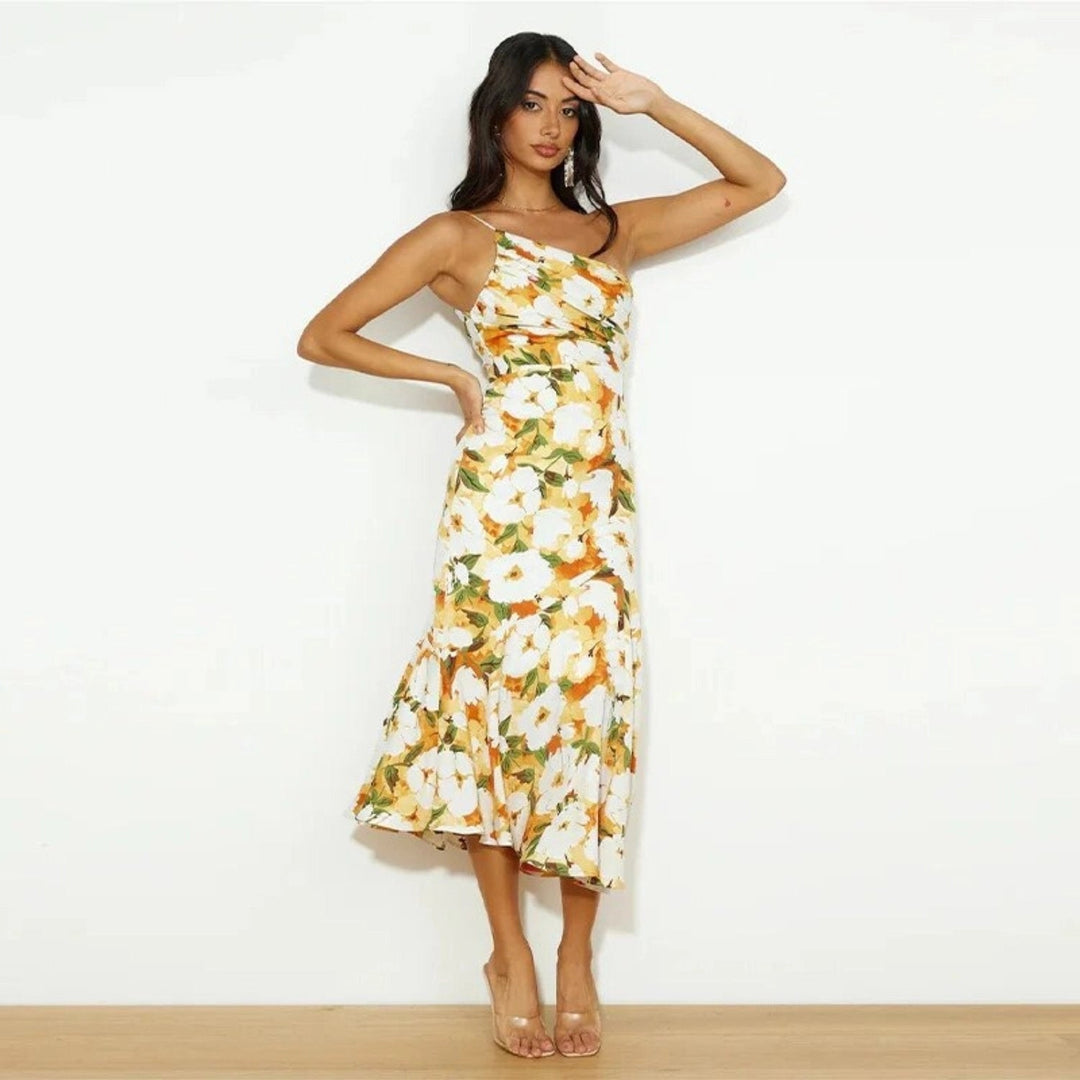 Covernorth Women's One-Shoulder Floral Midi Dress