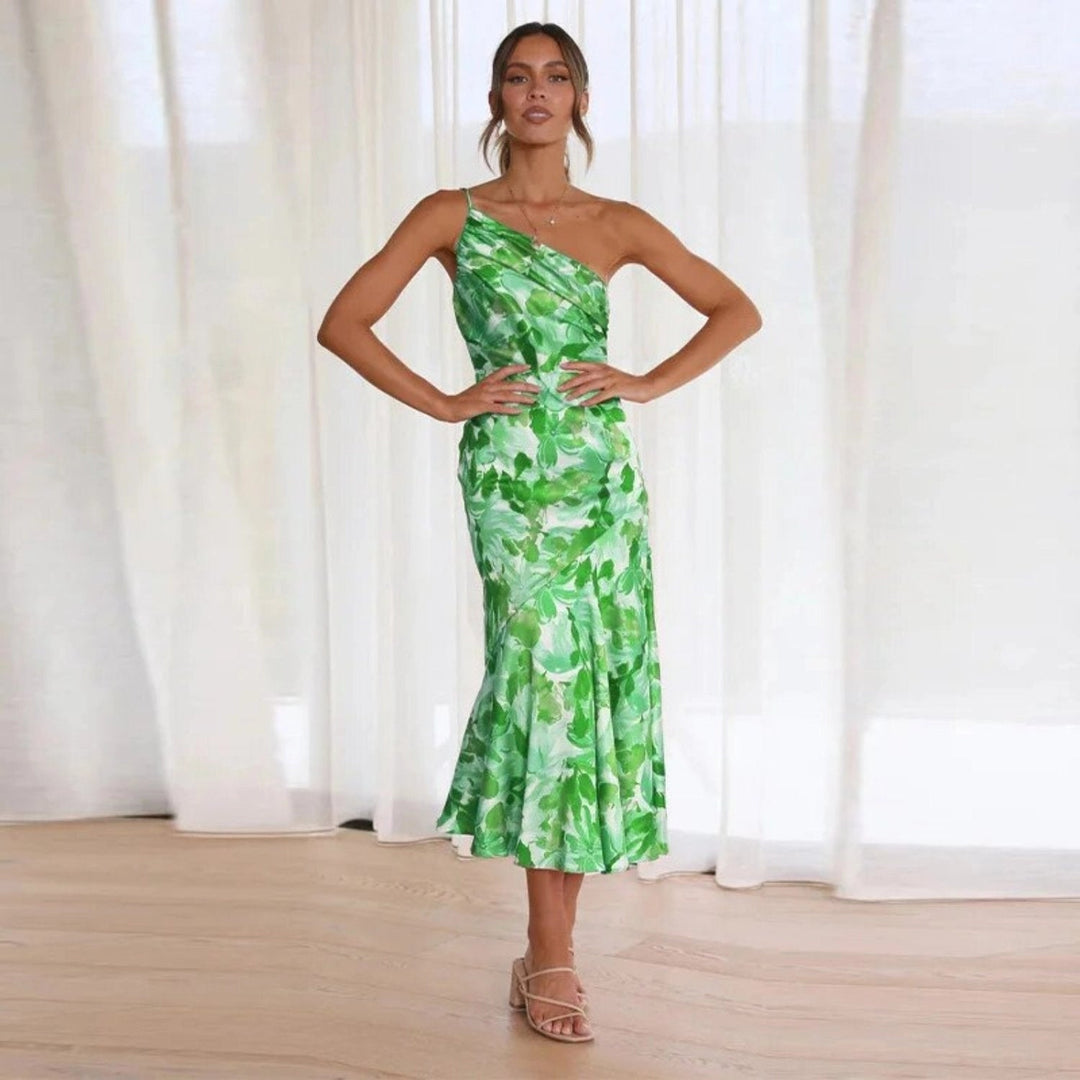 Covernorth Women's One-Shoulder Floral Midi Dress