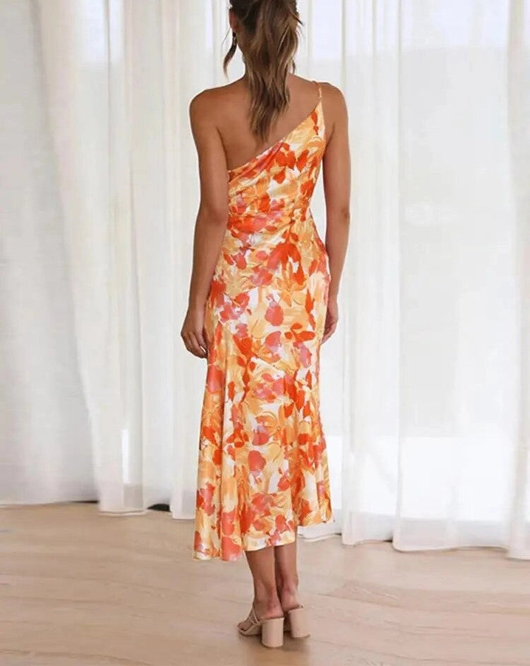 Covernorth Women's One-Shoulder Floral Midi Dress