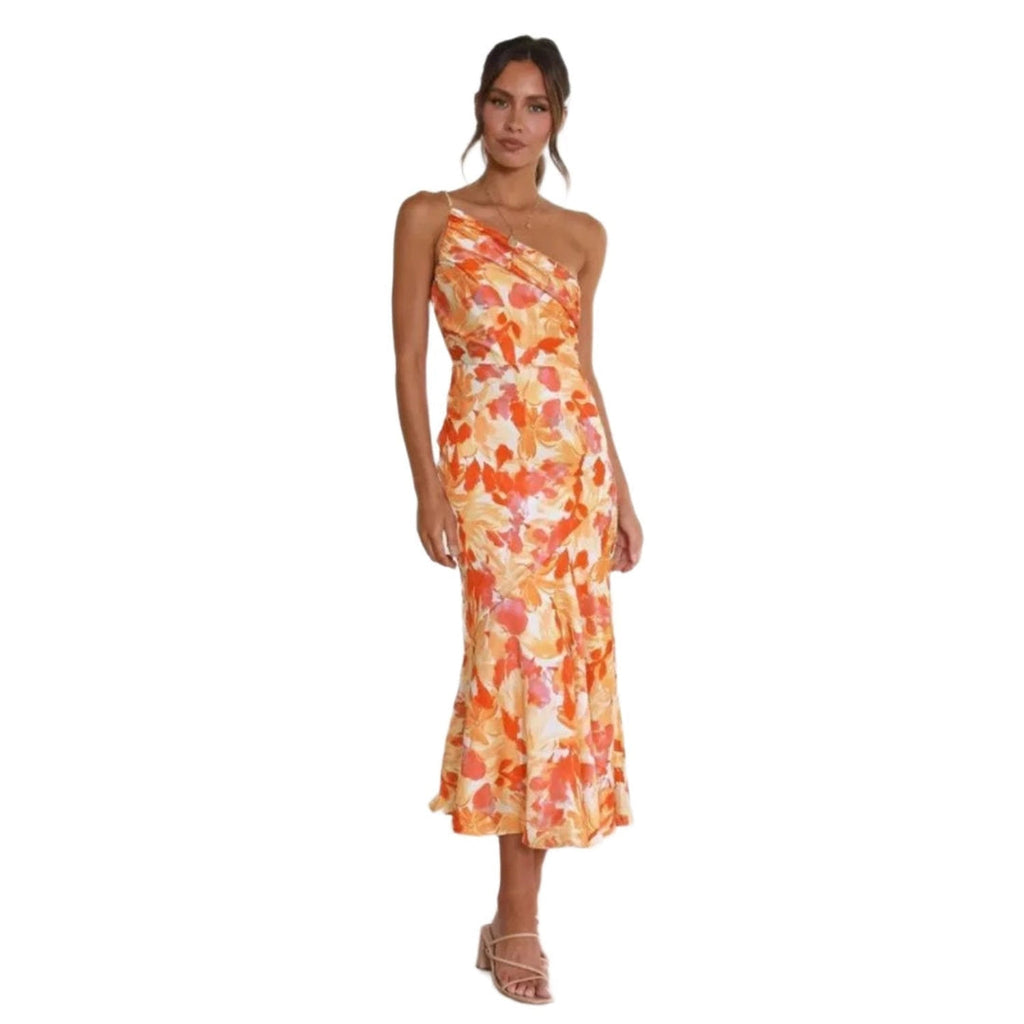 Covernorth Women's One-Shoulder Floral Midi Dress