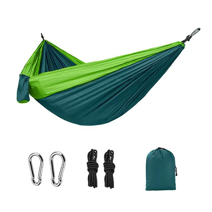 Color-Blocked Nylon Camping Hammock | 300kg Capacity & Straps | Outdoor & Yard