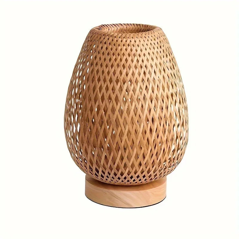 Bamboo Woven Table Lamp | Cozy Warm Glow | Bedroom Nightstand