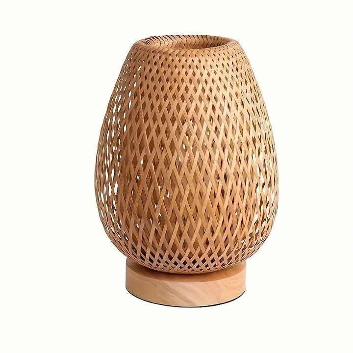 Bamboo Woven Table Lamp | Cozy Warm Glow | Bedroom Nightstand