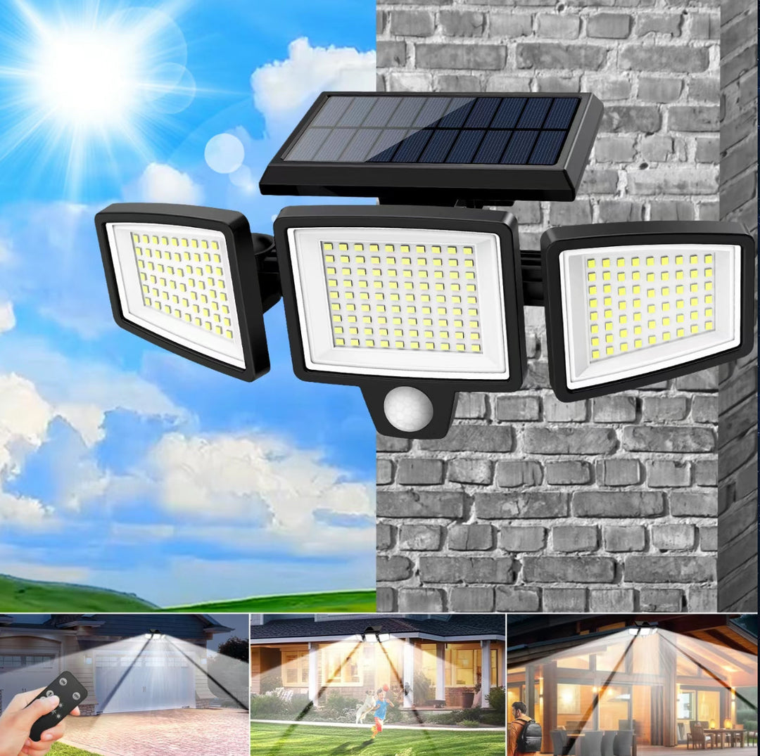 Solar LED Motion Sensor Flood Light Ultra-Bright Outdoor Security Lamp