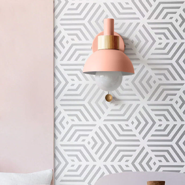 Wall Sconce Lamp │ Wood Pull Cord Switch │ Bedroom & Living Room