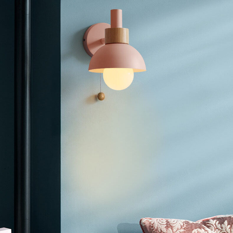 Wall Sconce Lamp │ Wood Pull Cord Switch │ Bedroom & Living Room