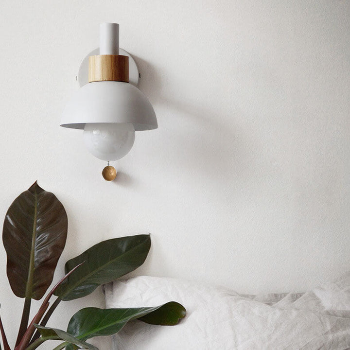 Wall Sconce Lamp │ Wood Pull Cord Switch │ Bedroom & Living Room