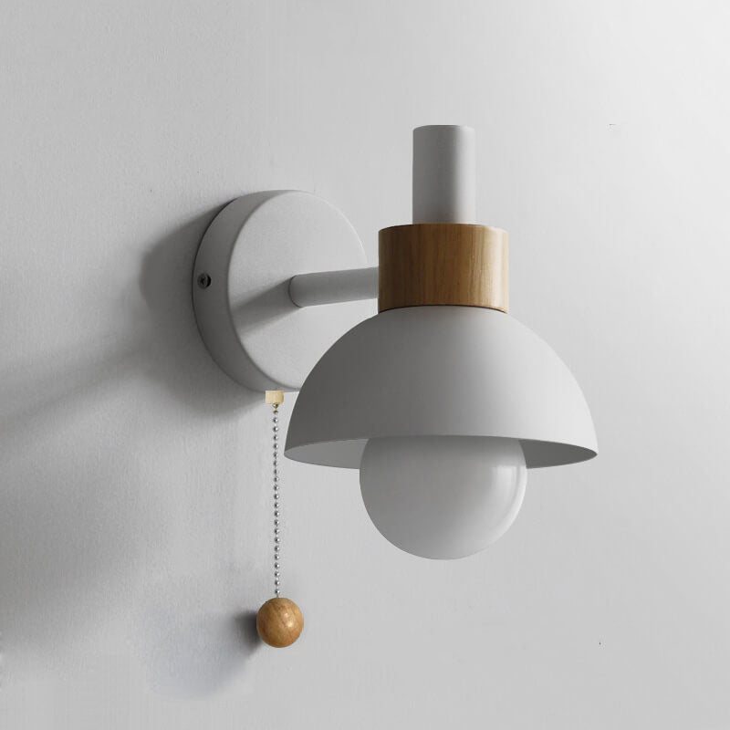 Wall Sconce Lamp │ Wood Pull Cord Switch │ Bedroom & Living Room