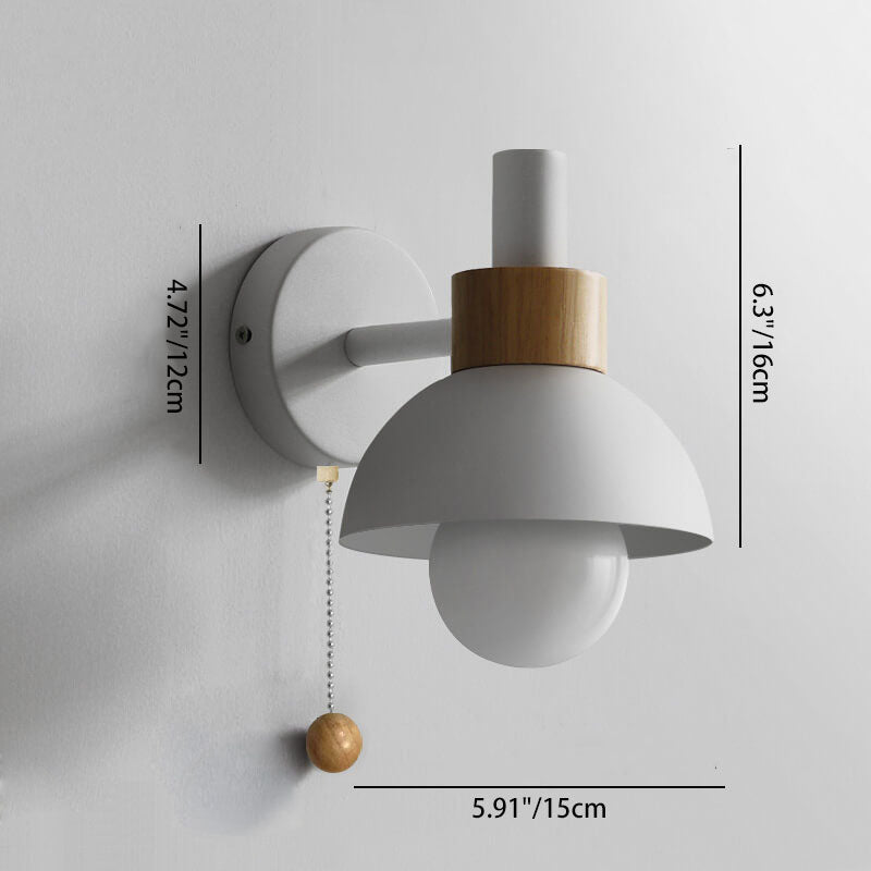 Wall Sconce Lamp │ Wood Pull Cord Switch │ Bedroom & Living Room