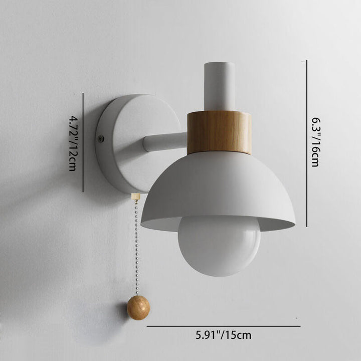 Wall Sconce Lamp │ Wood Pull Cord Switch │ Bedroom & Living Room